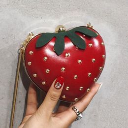 Evening Bags 2023 Cute Women Shoulder Designer Mini Crossbody Fashion Girl Strawberry Bag Ladies Chain Purse Clutch PU Handbag