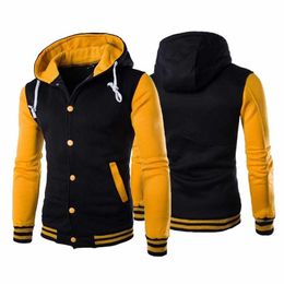 Giacche da uomo con cappuccio giacca da baseball cappotto da baseball moda streetwear sottile college varsity marchio elegante veste homme primavera autunno 230111