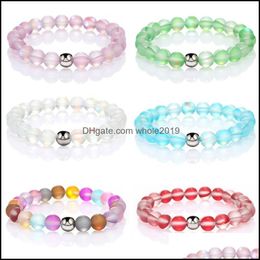 Beaded 8Mm Colorf Glass Crystal Strands Bracelets For Women Men Lover Elastic Bangle Jewelry Party Club Decor Drop Delivery Dhc1Y