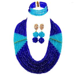 Wedding Jewelry Sets Royal Blue And Lake African Beads Necklace Set Nigerian Party LBSJ09