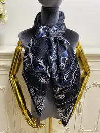 Big sale women's square scarf 100% silk material black color scarves print letters flowers patten size 110cm -110cm