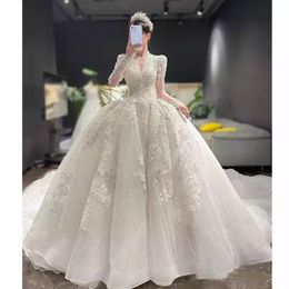 Ball Gown Princess Bridal Gowns V-Neck Beautiful Lace Wedding Dress Beading Bridal Gowns Plus Size dresses Vestidos De Novia