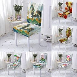 Chair Covers Animal Pattern Elastic Cover For Dining Room Removable Anti-dust Protector Furniture Cubierta De La Silla