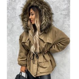 Women's Down Parkas Winter Coat Cotton Jacket Warm Casual Wool Liner Hooded Zipper Thicken Fashion Snow Wear Padded Clothes 230111