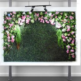 Decorative Flowers 50X50CM Artificial Plants Green Wall Panel Lawn Carpet Decor For Home Outdoor El Wedding Backdrop