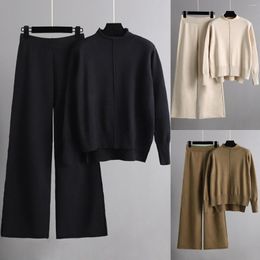 Women's Tracksuits Women Autumn And Winter Fashion Temperament Loose Casual Wide Leg Pants Knitted Sweater Two Dresses For Wedding Guest