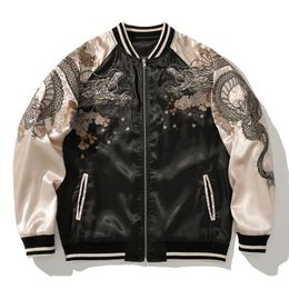 Men's Jackets Spring and Autumn Embroidered Jacket Dragon Animal Men's Baseball Uniform Embroidered Contrast Color Casual Couple Clothes 230111