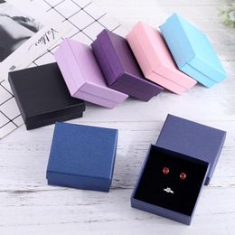 Jewellery Pouches Black Box 9x9cm Necklace Earrings Bracelets Boxes Paper Gift Packaging With Sponge Can Personalised Logo 12pcs