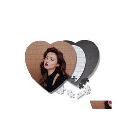Party Favor Sublimation Blank Heart Jigsaw Puzzles Diy 75 Pieces Gold Sier Puzzle Paper Products Hearts Love Shape Transfer Printing Dhhtb
