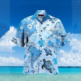 Men's Casual Shirts Animal Print Men's Short Sleeve Shirt Loose Cardigan Button Up Plus Size Hawaiian Style Top