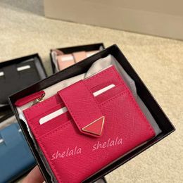 Woman Mens short wallets designer wallet mini card holder purse Real Leather zipper pocket fashion clutch bags handbags Triangle T326l