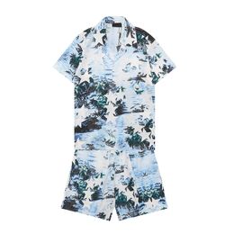 Mens T Shirt Fashion Shirt Shorts Set Summer Outdoor Loose Fresh Leisure Print Button Short Sleeve Hawaiian Beach Party Style Lining Size M-3XL