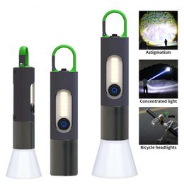 Flashlights Torches Mini LED Laser Zoom Rechargeable Keychain Flashlight High Power Flash Torch Bicycle Camping Fishing Strong Light Outdoor Lights 0109