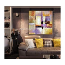 Paintings Arthyx Hand Painted Abstract Colour Piece Grid Oil Painting On Canvas Modern Art Wall Picture For Living Room Home Decorati Dh2Nz