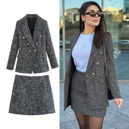 Two Piece Dress Blazer 's Suit jacket fashion chic simple office women s autumn winter slim long sleeve coat warm skirt 230110