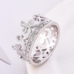 Cluster Rings Wholesale Silver Colour Imperial Crown Promise For Women Hollow Lady Vintage Jewellery Bijoux Femme Wedding Biker Ring