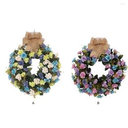 Decorative Flowers Cloth Wreath Decoration Round Shaped Garland Holiday Ornament Layout Props For Wedding Engagement Party