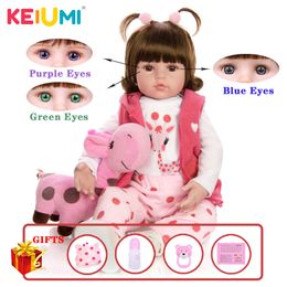 Dolls KEIUMI Reborn Bebe Doll Toy Cloth Body Stuffed Realistic Baby Doll With Giraffe Toddler Birthday Christmas Gifts 230111