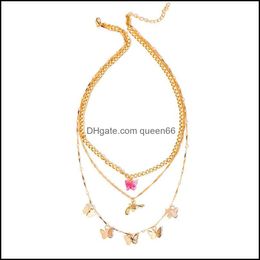 Pendant Necklaces Trendy Mtilayered Butterfly Pendan Necklace For Women Gold Chain Choker Gifts Jewelry 640 T2 Drop Delivery Pendants Dhu5K