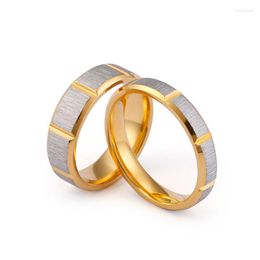 Wedding Rings Alliance Ring For Women And Men Matte Finished Stainless Steel Couple Gold Color Lover Jewelry