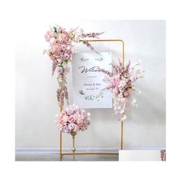 Decorative Flowers Wreaths Pink Artificial Silk Wedding Backdrop Decor Arrange Arch Table Centerpieces Row Flower Party Window Dis Dh143