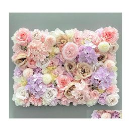 Decorative Flowers Wreaths Aritificial Silk Rose Flower Wall Panels Decoration For Wedding Baby Shower Birthday Party Pography Dro Dh2Hr