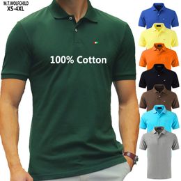 Men's Casual Shirts Top Quality Solid Color Mens Polos 100% Cotton Short Sleeve Hommes Fashion Summer Lapel Male tops 230111