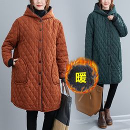 Women's Down Parkas Winter Chaqueta Casual Cotton Padded Clothes Quilted Velvet Thickening ColdProof Soft Hooded Coat Jacket 230111