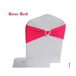 Sashes 50Pcs Lycra Spandex Stretch Wedding Chair Band Heart Shape Buckle Banquet Drop Delivery Home Garden Textiles Ers Dhh9E