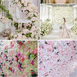 Decorative Flowers 60x40cm Artificial DIY Wedding Decoration Flower Wall Panels Silk Rose El Romantic Backdrop Decor