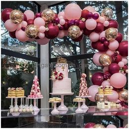 Other Event Party Supplies Christmas 102Pcs Wine Red Rose Balloon Chain Pink Series Set Birthday Decoration Drop Delivery Dhgarden Dhtv0