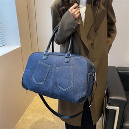 Duffel Bags Tiptoegirls Pure Colour Denim Travel Handbag Luxury Design Small Bag For Women Leisure Light Weight Boston Shoulder