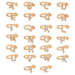 Backs Earrings Rose Gold Colour Ear Cuff Non-Piercing Clip For Women Shiny Letter A-Z Initial Earring Small Jewellery Wholesale