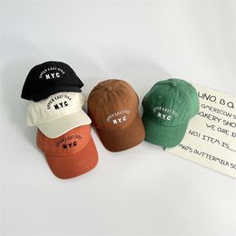 Caps Hats 3114A Boys and Girls Baby Baseball Hat Letter Embroidery Large Edge Sun Visor Cap Korean Children's Hat 230111