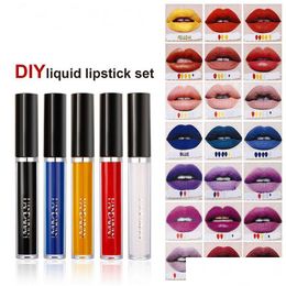 Lipstick Handaiyan Diy Tube Liquid Lip Stick Set 5 Colours Moisturiser Waterresistant Easy To Wear Air Soft Fog Make Up Lipgloss Drop Dhogw