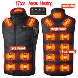 Men's Vests 17PCS Heated Jacket Fashion Men Women Coat Intelligent USB Electric Heating Thermal Warm Clothes Winter Heated Vest Plussize 230111