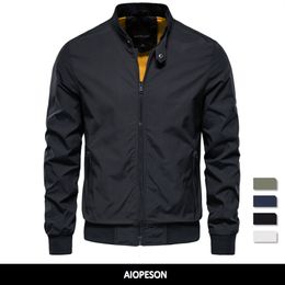 Men's Jackets AIOPESON Solid Color Baseball Jacket Men Casual Stand Collar Bomber Mens Jackets Autumn High Quality Slim Fit Jackets for Men 230111