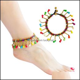 Anklets Bohemian Style Bells And Stones Bracelets Summer Beach Trendy Ankle Anklet Bracelet Sexy Sandal Foot Drop Delivery Jewelry Dhqzw