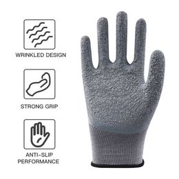 XINGYUIndustrial Safety Gloves 3 Pairs Latex Coated Abrasion Resistant Strong Grip Work Constrution Handware Anti-Slip