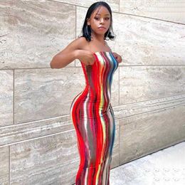 Womens Dress Plus Size Clothing Spring Summer Colourful Tie Dye Off Shoulder Tube