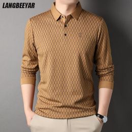 Men's Polos Top Grade Wool 4.7% Traceless Fashion Brand Luxury Mens Designer Polo Shirt Simple Casual Long Sleeve Tops Men Clothing 230111