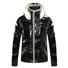 Jaquetas Masculinas Parkas Femininas Gola Alta Estampa Letra Chapéu Aba Curta Pão Casaco Casal Mesmo Distintivo Bordado Solto