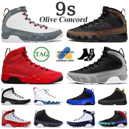 Scarpe da basket da uomo 9s Jumpman 9 Fire Red Olive Concord Particle Grey University Gold Racer Blue Reflective Bred Space Jace Unc Mens919 s s1