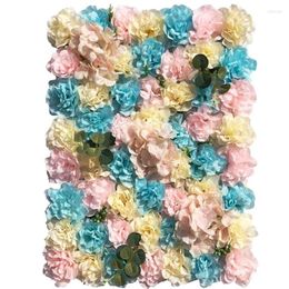 Decorative Flowers 60x40cm Artificial Flower Wall Wedding Decoration Hydrangea Eucalyptus Rose Fake Christmas Decor Panels