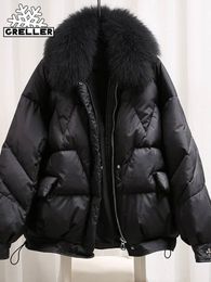 Women's Down Parkas GRELLER Winter Coat Women Jacket Thick Autumn Black Oversized Fur Puffer Harajuku Loose Female Short Clothes 230111