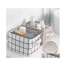 Storage Baskets 15 Designs Foldable Basket Waterproof Cotton Linen Bag For Desktop Clutter Cosmetic Snacks Toy Organization Drop Del Dhmei