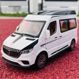 Diecast Model car 1 24 Sprinter MPV Alloy Car Model Diecast Metal Toy Bus Car Vehicles Model Sound and Light High Simulation Collection Kids Gifts 230111