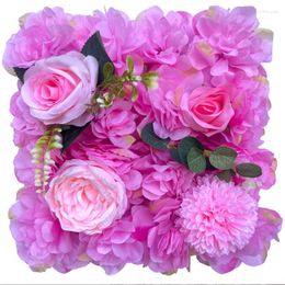 Decorative Flowers 25X25CM Pink Silk Rose Flower Wall Artificial For Wedding Decoration Christmas Home Backdrop Decor