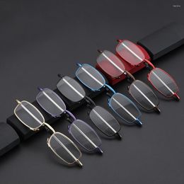 Sunglasses Portable Folding Reading Glasses For Men And Women Legs Rotation Presbyopia Eyeglasses Case Strength 1.0-4.0