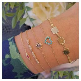 Charm Bracelets Europe Fashion Jewelry Bracelet Set Colorf Diamond Heart Geometry Chain 5Pcs Drop Delivery Dhelx